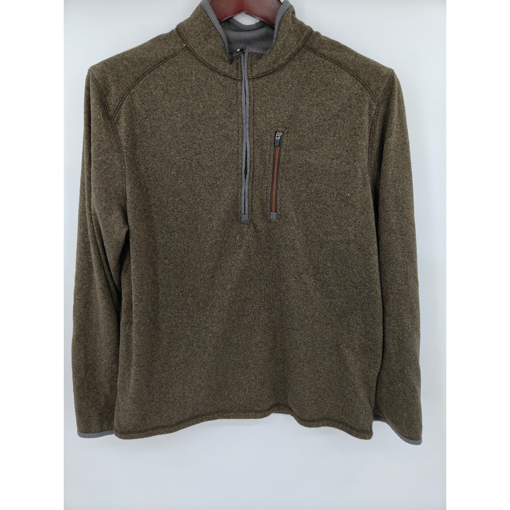 GH Bass & Co Explorer Mens Medium Olive Green Heather Quarter Zip Fleece Top